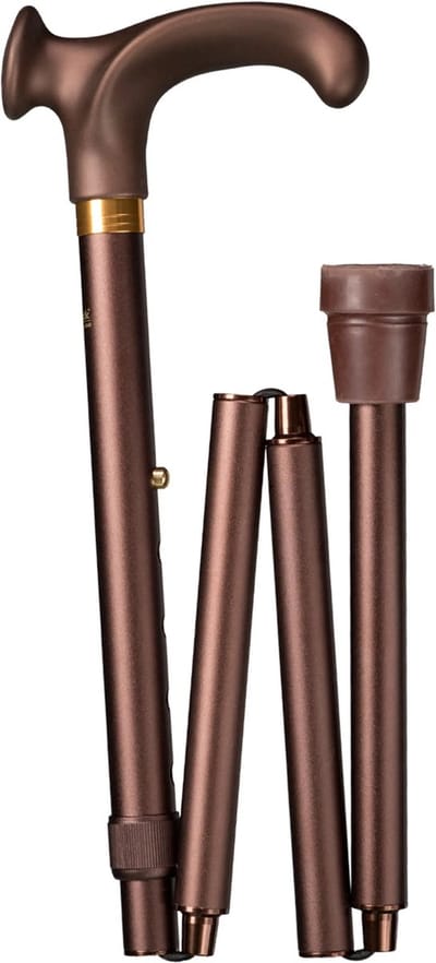 Gastrock Opvouwbare wandelstok - Brons luxe - Relax-grip - Rechtshandig - Ergonomisch handvat - Verstelbaar - Lengte 88 - 98 cm - Aluminium - Gewicht 440 gram - Diameter wandelstok 18 mm - Wandelstokken - Inklapbare wandelstok - Wandelstok opvouwbaar