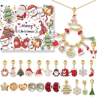 Vrolijke Adventskalender voor Meisjes - 24 Dagen Sieraden, DIY Set en Kerstcadeaus voor Vrouwen en Tieners