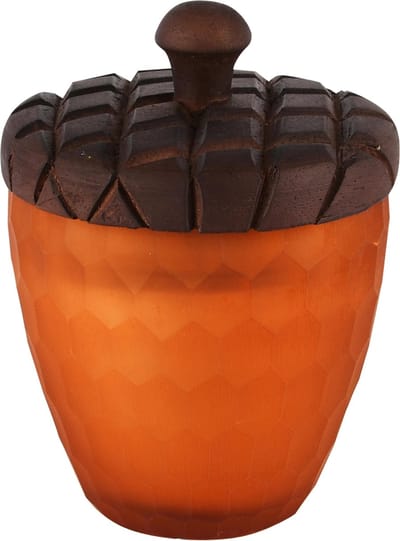 Dekoratief | Eikel geurkaars 'Orange' parf. Clementine,glas/wax,10x10x16cm | A248017