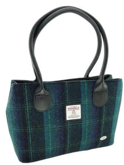 Schoudertas Cassley Blauw met Turquoise - Klassiek - Harris Tweed - Glen Appin of Scotland