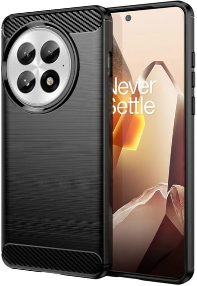 Geborsteld TPU Hoesje Geschikt voor OnePlus 13 | Beschermhoes | Back Cover | Flexibel TPU | Stijlvol Carbon | Dun | Zwart