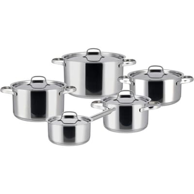 SILVERCREST Set van 5 RVS pannen (RVS deksel)