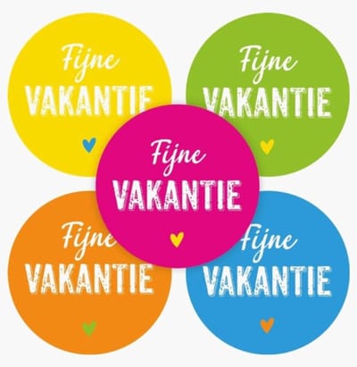 10x Sticker " Fijne Vakantie ' School color - school - juf - uitdelen - trakteren - meester - leerkracht
