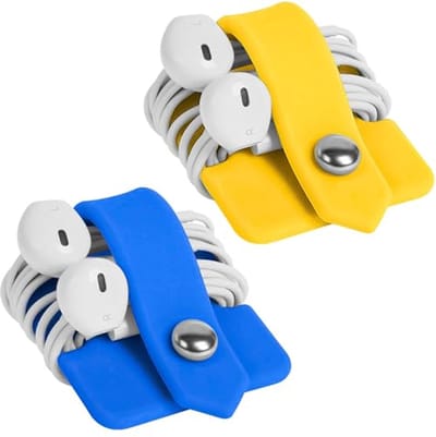 Hoofdtelefoonkabel Organizer - Siliconen Draagbaar en Compact voor Werk en Reizen (Geel en Blauw)