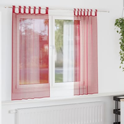 vidaXL - Gordijnen - voile - met - roedezakken - 2 - st - wijnrood