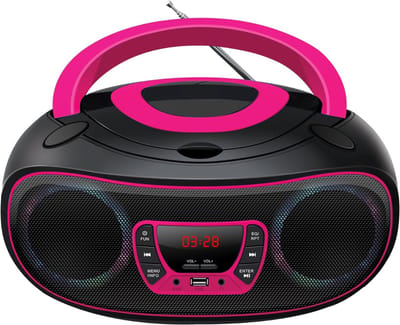 TIM® CD Speler - CD Speler Bluetooth - FM radio - Roze - 13cm x 27cm x 23cm