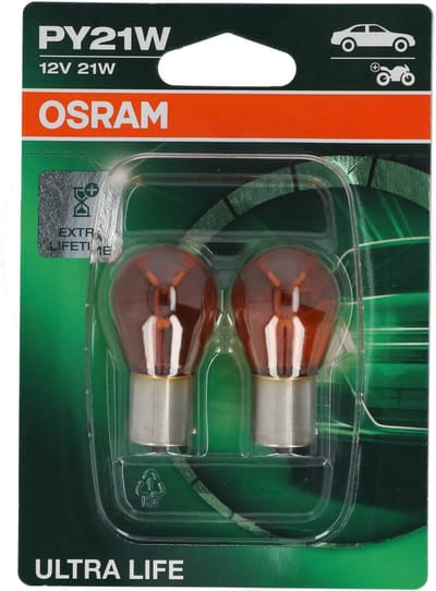 Osram Ultra Life Halogeen lampen - BAU15S - 12V/21W - set à 2 stuks - Amber