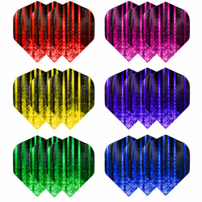 Multikleur dart flights set standaard vorm – PET dart vlucht veren voor heren en dames – dart flights met gradient kleuren en digitaal patroon – set van 18 dart flights voor standaard dartpijlen