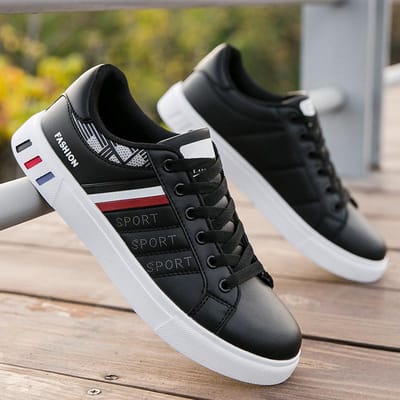 Heren Sneakers Normale Leren Schoenen Witte Gevulkaniseerde SneakersGoedkope Platte Comfortabele Schoenen Heren Herfst Nieuw In Lente 39 black