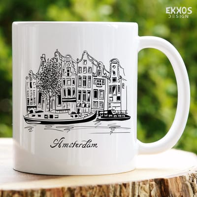 Amsterdam mok - Cadeau voor vrouw - Cadeau voor man Vaderdag - Moederdag - Cadeau voor haar - Cadeau voor hem - Mannen cadeautjes - Papa cadeau - Mokken en bekers - Cadeau voor vader - Valentijndag - Theeglazen - Koffiemok