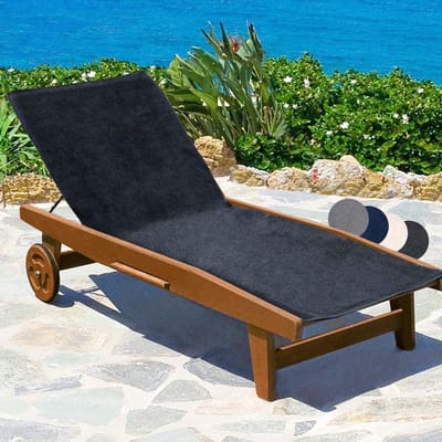 QIN® Badstof Stoelhoes - Hoes voor Tuinstoel - Strandbed Badstof Hoes - Antraciet - 200cm x 70cm x 1cm