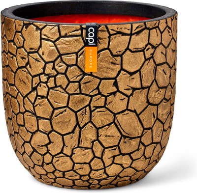 Capi Europe - Bloempot bol Clay NL - 35x34 - Goud - Opening Ø29 - Bloempot voor binnen en buiten - Levenslang garantie - Breukbestendig - 100% Recyclebaar - CO2 Neutraal geproduceerd - KGBC932