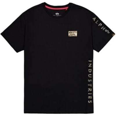 Alpha Industries T-shirt - Camo Sleeve T-Shirt - S tot L - voor Mannen - zwart