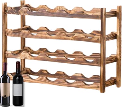 Bovista Wijnrek Muur - Hangend - Wand - Wandmontage - Metaal - Flessenhouder - 20 Flessen - Wijnglazenhouder - Wijnglazenrek - Zwart