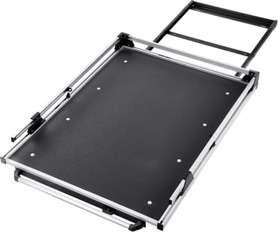 Schuifbare opbergbak voor laadbak, 68 x 48 inch, heavy-duty opberglade met een draagvermogen van 1000 lbs, inclusief 6 verstelbare bevestigingsringen en uitschuifbaar bakje met 2 standen voor pick-uptrucks, zwart