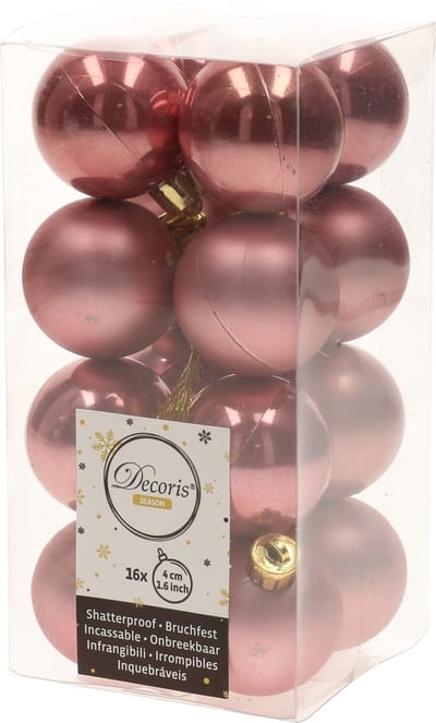 Decoris kerstballen - 16 stuks - 4cm - kunststof
