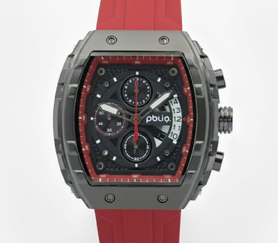 PBLIQ - Luxe Herenhorloge Rood Zwart – Quartz Chronograaf Horloge