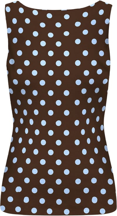 Only bruine dames top   Vierkante hals   Slim Fit   Geen zakken   Stippen patroon   Mouwloos Bruin XS