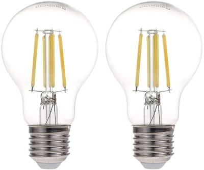 Optonica LED Filament Lamp A60 E27 - 6W (vervangt 40W) - 630lm - 4000K Neutraal Wit - 230V - Ø 60mm - Energiezuinig - 2 stuks