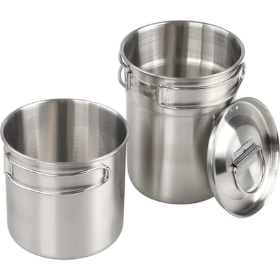 Ensemble d'ustensiles de cuisine en acier inoxydable, tasse de Camping, marmite Portable d'extérieur pour 2 à 3 personnes, ustensiles de cuisine de Camping argenté