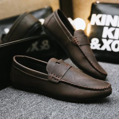 Chaussures à pois de Style britannique pour hommes, mocassins paresseux à semelle souple, respirants et décontractés, à enfiler, nouvelle collection 43 marron