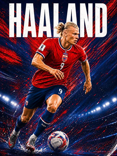 Erling Braut Haaland Poster - 43 x 61 cm - WK Collection - Bekende Voetballer - Geschikt om in te lijsten - Voetbal posters