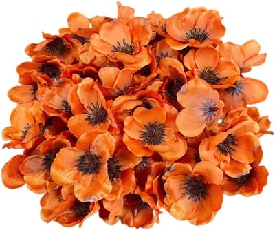 100 Stuks Kunstzijde Poppy Anemoon Bloemkoppen voor Herfst Decoratie, Vaasvullers en Bruiloft Versieringen, 7 cm