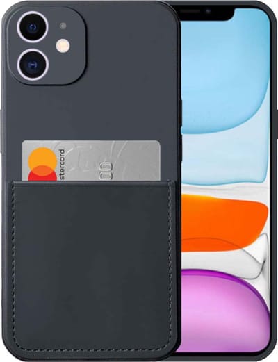 Smartphonica iPhone 11 siliconen hoesje met pashouder en zachte binnenkant - Zwart geschikt voor iPhone 11