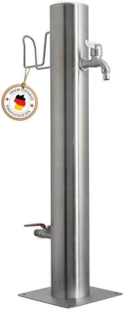 Watertappzuil - Tuinkraan Waterkolom - Tuinirrigatie - Twee uitloopkranen - 75 cm hoog - Zilver