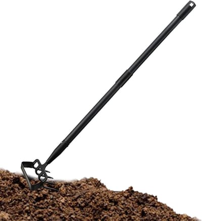 Tuinhakhark Bodemfrees - Handhark Cultivator - Grond Losmaken - Verstelbare Lange Steel - 170 cm - Zilver