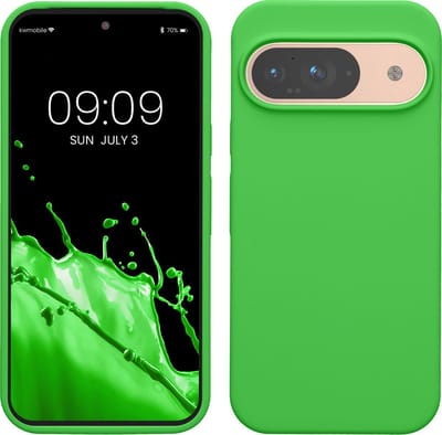 kwmobile hoesje geschikt voor Google Pixel 9 / Pixel 9 Pro case - Siliconen telefoonhoesje - Telefoon beschermhoes - Smartphone cover in limoengroen