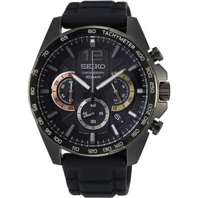 Seiko Chronograph 44MM men Black Steel | SSB349P1