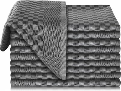 Famanu - Set van 10 hoogwaardige theedoeken van 100% super absorberend katoen, Oeko-Tex gecertificeerd, 70 x 45 cm, zwart