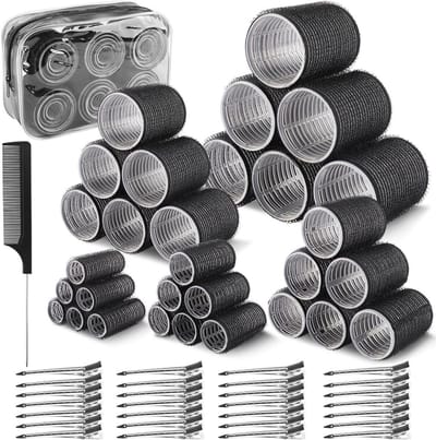 60 Stuks Krulspelden Set - 5 Maten Inclusief Klemmen voor Natuurlijke Krullen Zonder Hitte