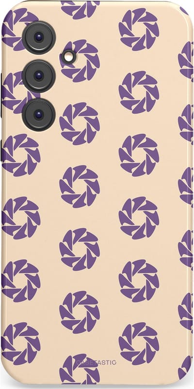 Casetastic hoesje geschikt voor Samsung Galaxy A35 - Dubbellaagse bescherming - Paarse Cirkels op het Zand - Fashion Case - Crème Lavendel Zilver