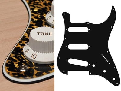 Boston ST-313-RP pickguard, Stallion, standard, SSS, 3 pot holes, 3-5 switch, 3 ply, tiger pearl