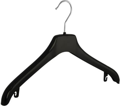De Kledinghanger Gigant - Mantelhanger - Kostuumhanger - Jassenhanger - Volwassenen - NF38 - 10 Stuks - Kunststof - Zwart - Gebogen Model - Schouderverbreding 2 cm - 38 cm - Kledinghanger - Kleerhanger - NF-Serie (NF38_00/10)