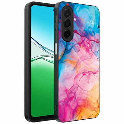 Geschikt voor Oppo A5 Telefoonhoesje met Regenboog Acryl Marmer Opdruk - TPU Backcover Case Rainbow Acrylic Marble Design - Smartphonica geschikt voor Oppo A5