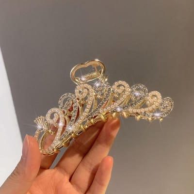 Elegante metalen strass haarklauw gouden kleur holle geometrie haarspeldjes voor vrouwen Vintage haarspeld haar krab haaraccessoires brown