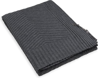 Knit Factory Beau Gebreid Plaid - Woondeken - plaid - Wollen deken - Kleed - Antraciet - 160x130 cm