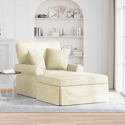 vidaXL - Chaise - Lounge - met - Rok - 3 - st - Crème - Corduroy - stof - 91 - x - 157 - x - 91 - cm