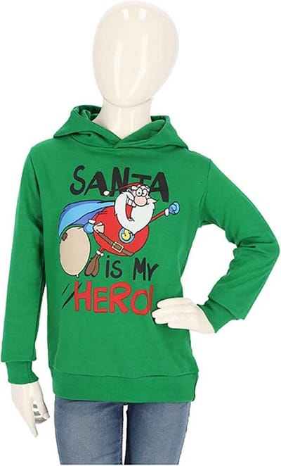 Apollo - Kids - Kerst - Hoodie - Santa - Hero - Groen - Maat 140/146