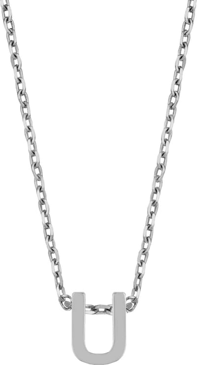 New Bling 9NB-907U Zilveren Ketting Dames - letterhanger - U - Initiaal Sieraad - Zilverkleurig