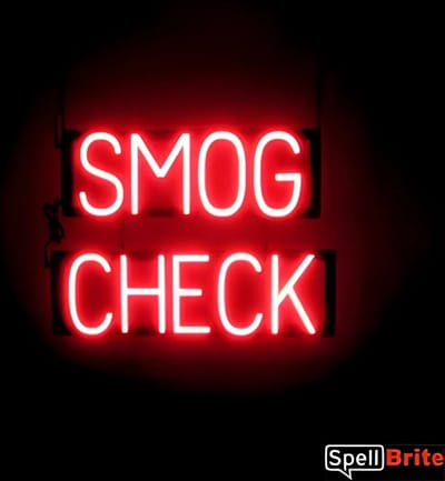 SMOG CHECK - Lichtreclame Neon LED bord verlicht | SpellBrite | 52 x 38 cm | 6 Dimstanden - 8 Lichtanimaties | Reclamebord neon verlichting