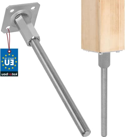 Paaldrager Verstelbaar - Paalanker Vloeranker - Hout Montage - Verzinkt Staal - 80 x 330 mm - Zilver