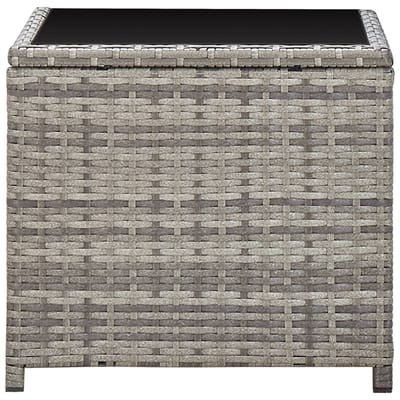 vidaXL - Salontafel - 45x45x40 - cm - poly - rattan - en - glas - grijs
