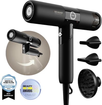 Revamp Professional Fohn Met Diffuser - Haardroger met 3 Opzetstukken - Krachtige Luchtstroom 175 km/h - Ionenfunctie - LCD Display - Compact en inklapbaar Design - Coolshot - 3 snelheidsinstellingen - Coolshot - Voor alle haartypes - DR6500