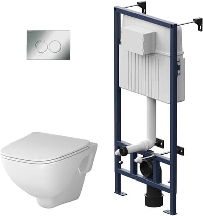 Hangend toilet set - Wandcloset compleet - Badkamer vernieuwen - Spoelrandloos design - 38 x 55 x 112 cm - Wit