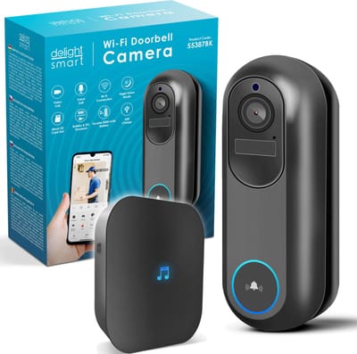 Delight Video Deurbel met Camera En Wifi - Intercom – Full HD 1080p – 5 tot 8 maanden batterijduur! - Bewegingsdetectie En Nachtzicht - Deurbellen met Camera - 55387BK
