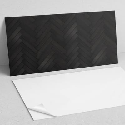 Coloray Wandpanelen Zelfklevend - Visgraatparketpatroon PVC Wandpaneel - 100 cm x 50 cm - Zwart Wandbekleding Zelfklevend - 1 stuk - Texturen Wandpanelen Zelfklevend - Wandpanelen Keuken - Wandpaneel Badkamer